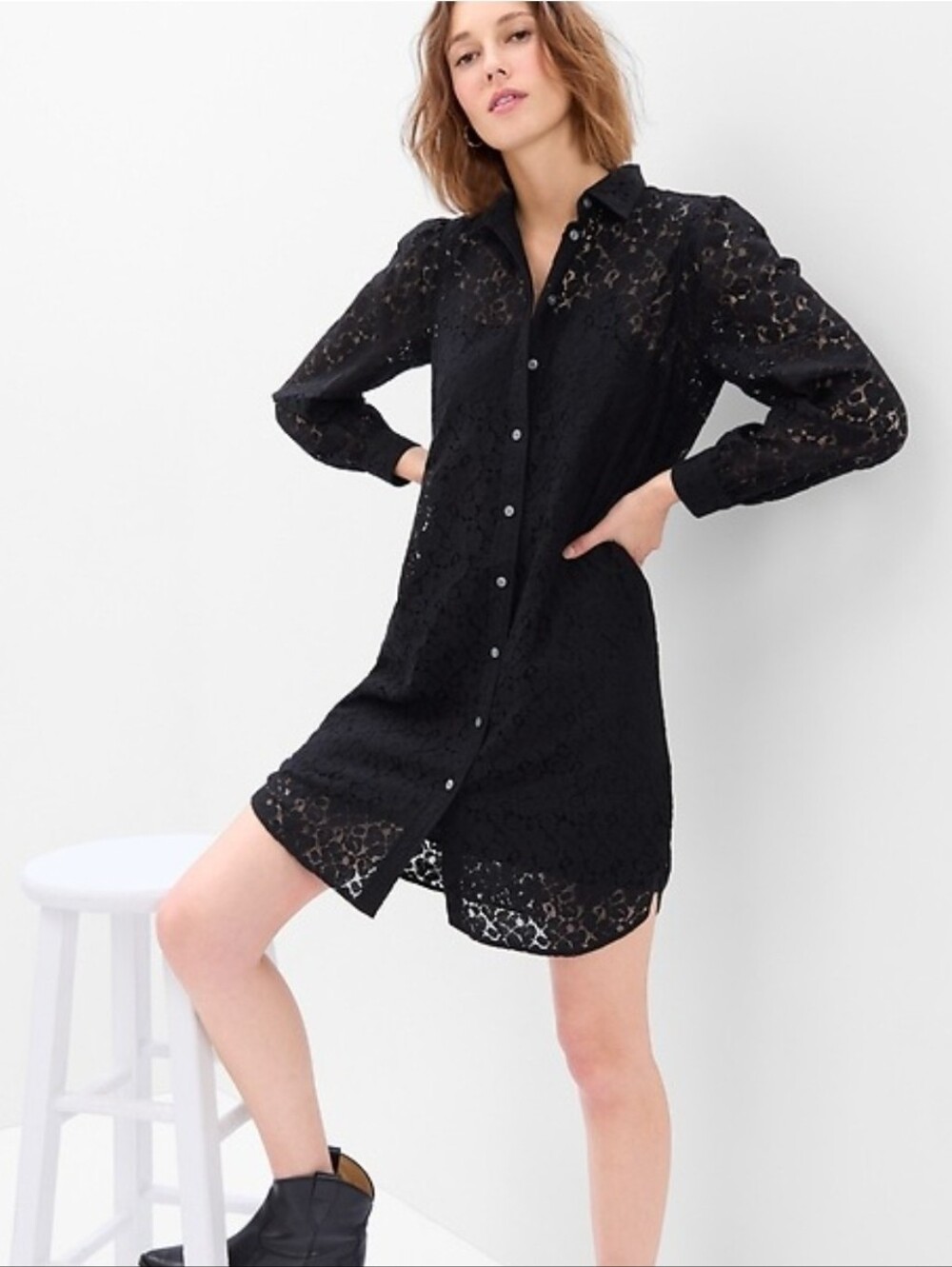 Grey Gap Lace Shirtdress XL NWOT